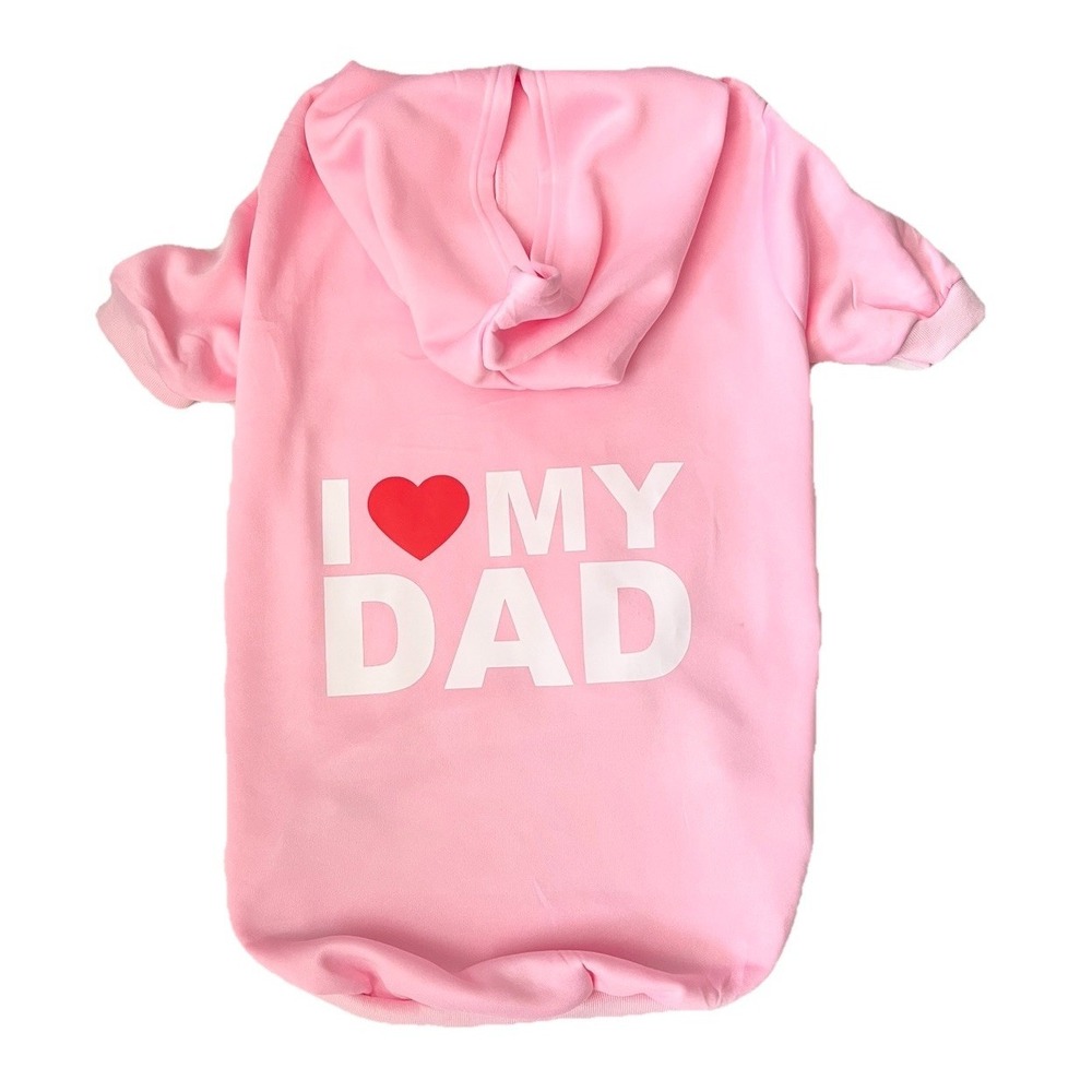 Dog Hoodie Love Dad  XX-Large Pink Sweatshirt Winter Clothing Pet Supplies - Picture 2 of 8